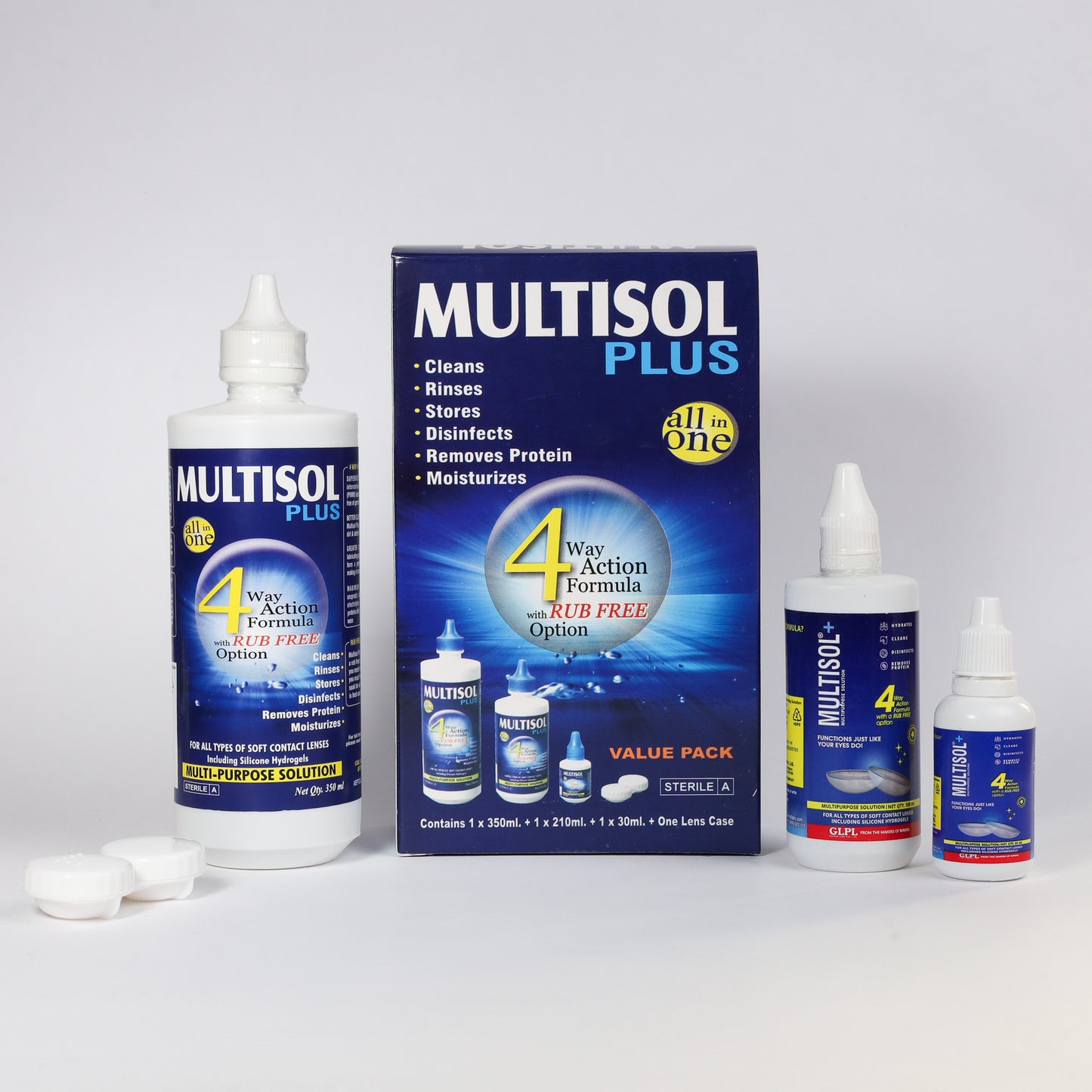 Multipurpose Contact Lens Solution Value combo pack + 1 FREE Lens Case